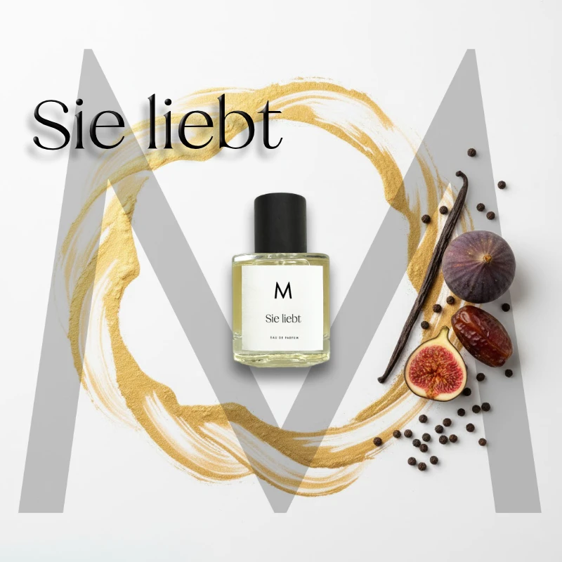Sie liebt Parfum Flakon mit Zutaten.
